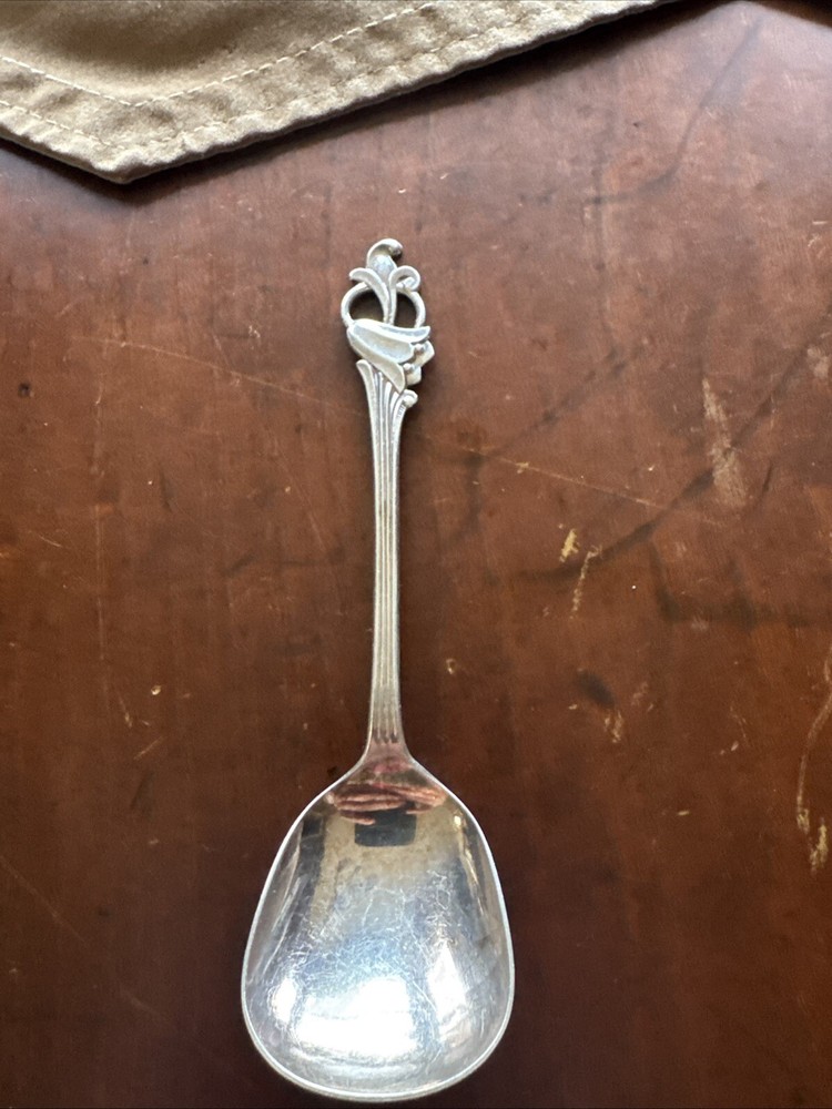 ANTIQUE SOLID SILVER 830s NORWAY TH MARTHINSEN BLUEBELL SERVING SUGAR SPOON