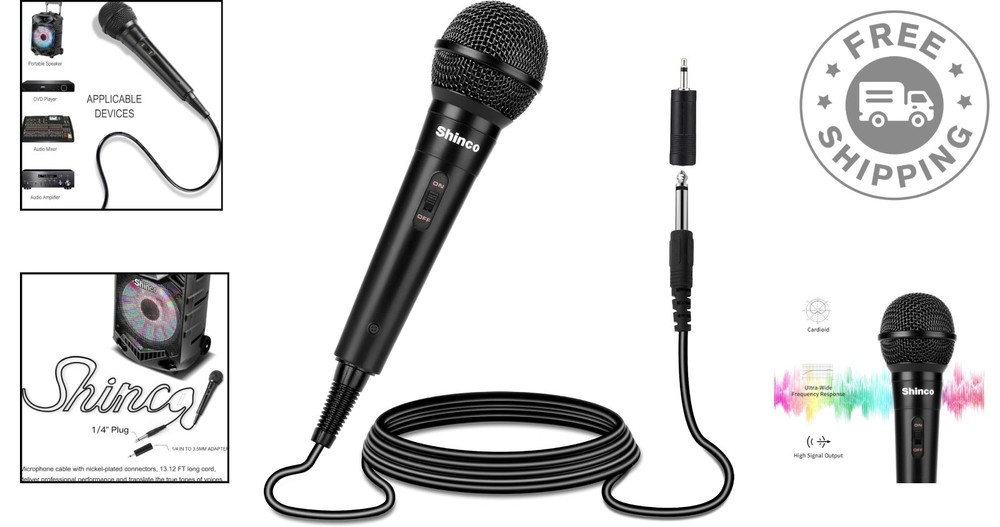 Versatile Cardioid Vocal Microphone with Mute Switch & 13ft Connection Cable