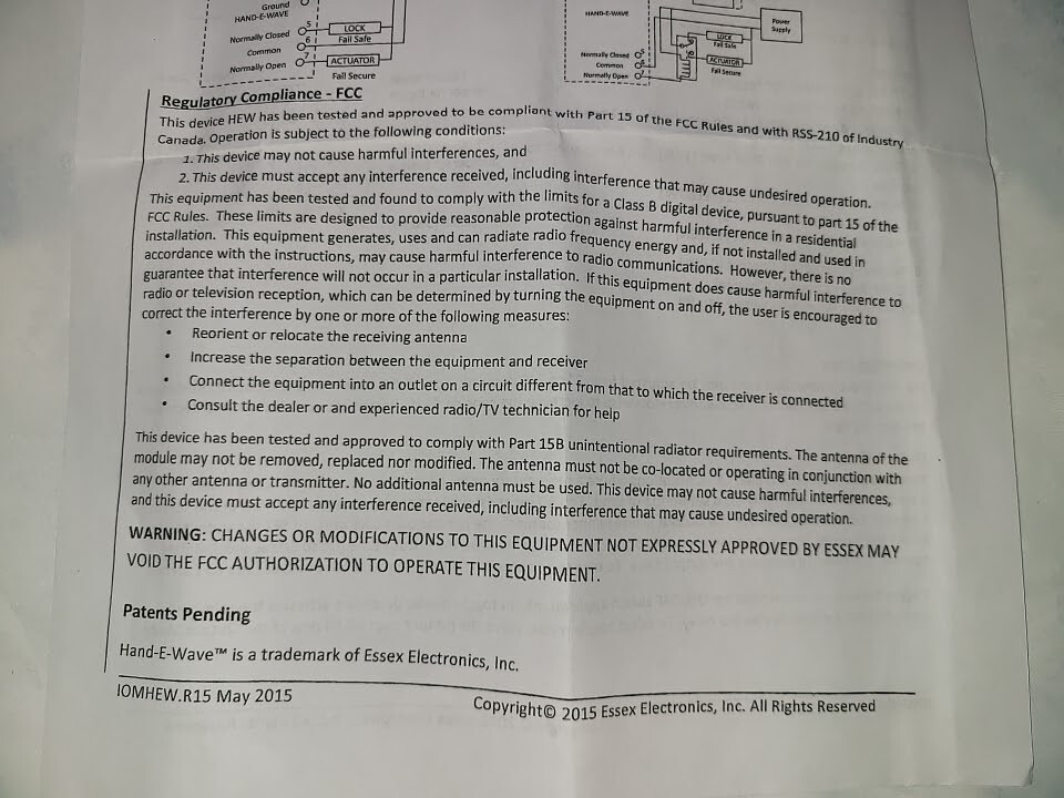 HEW-2SQ-DPDT Hand-E-Wave HEW-2S Touchless Exit Essex Electronics