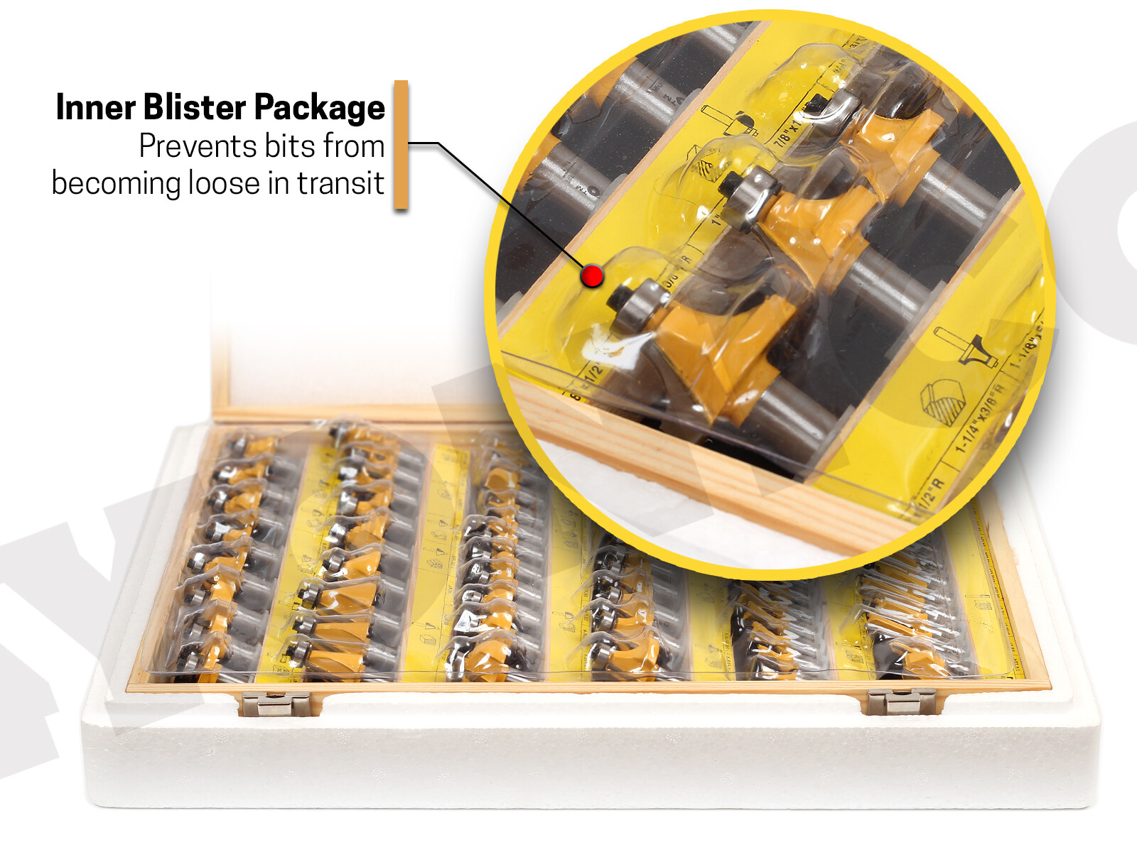 70 Bit Professional C3 Carbide Router Bit Set - 1/2" Shank - Yonico 17702