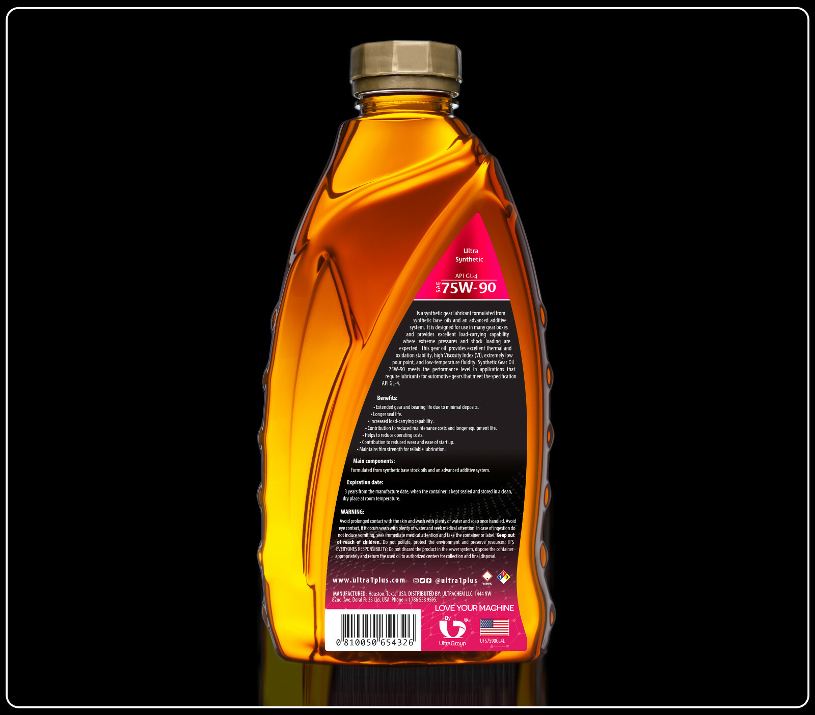 Ultra1Plus™ SAE 75W-90 Synthetic Gear Oil API GL-4 | 3 Pack QTS