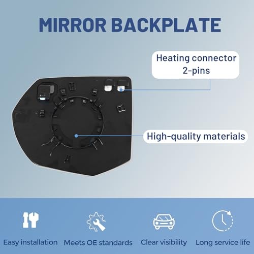 Passenger Right Side Mirror Glass - Compatible with Chevy, GMC, Passenger Side