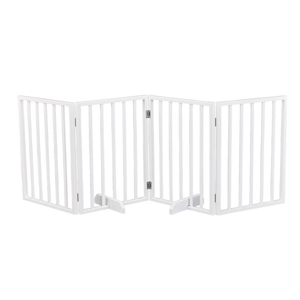 Foldable 4 Panels Dog Exercise Fence Dog Gate Doorway Pet Exercise Pens White