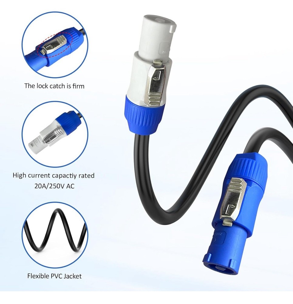 PowerCON to PowerCON Professional Audio Cable
