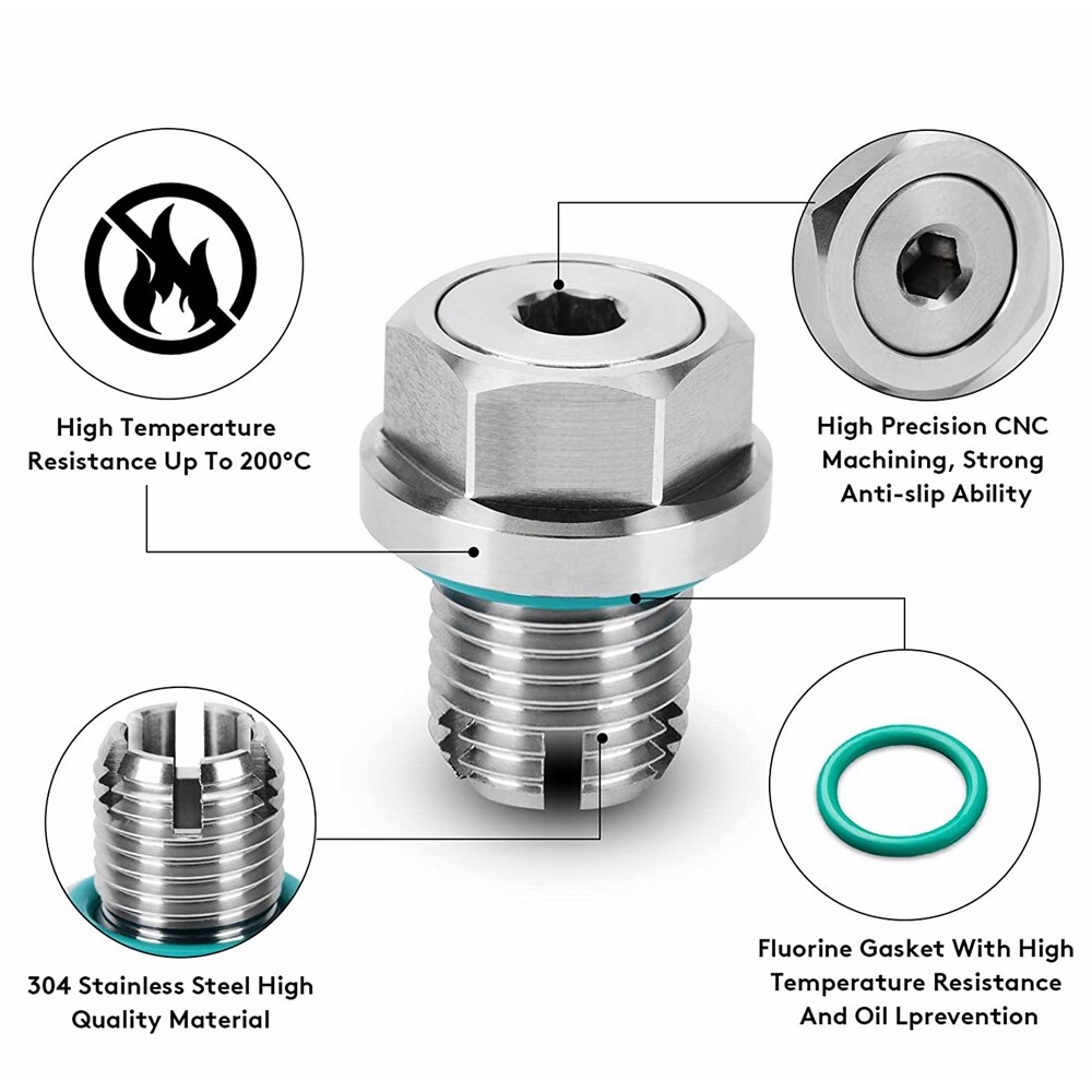 M12.1x1.5, 15mm Oversize Piggyback Oil Drain Plug Self Tapping Pan Thread Repair