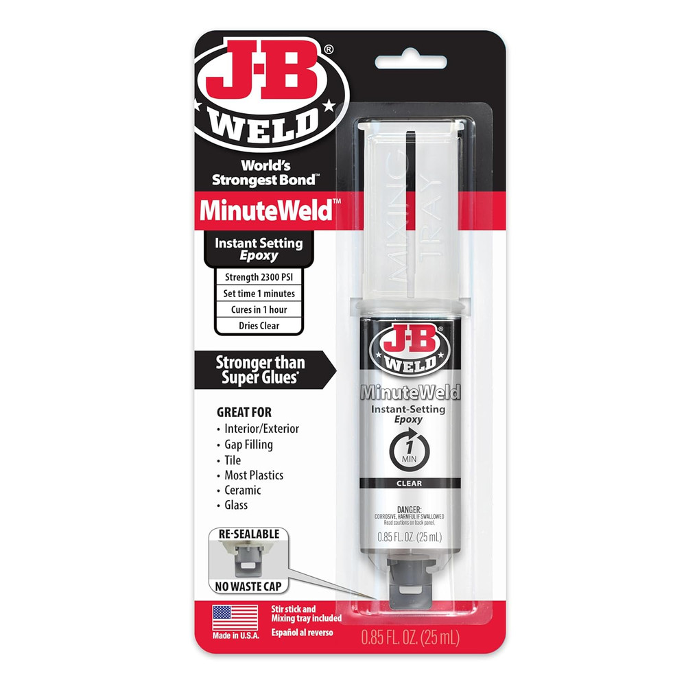 50101 Minuteweld Instant-Setting Epoxy Syringe - Clear - 25Ml, 0.85 Fl Oz (Pack