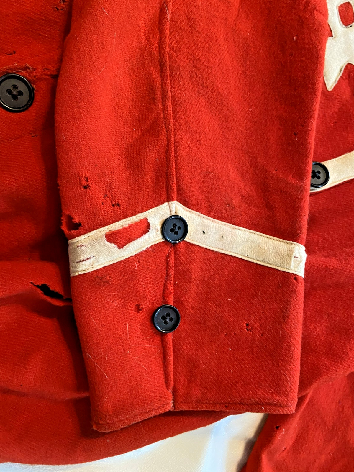 RARE FIND! 1880'S HEAVEY RED WOOL BASEBALL BIB TOP OR FIREMAN BIB TOP-CA7 LOGO