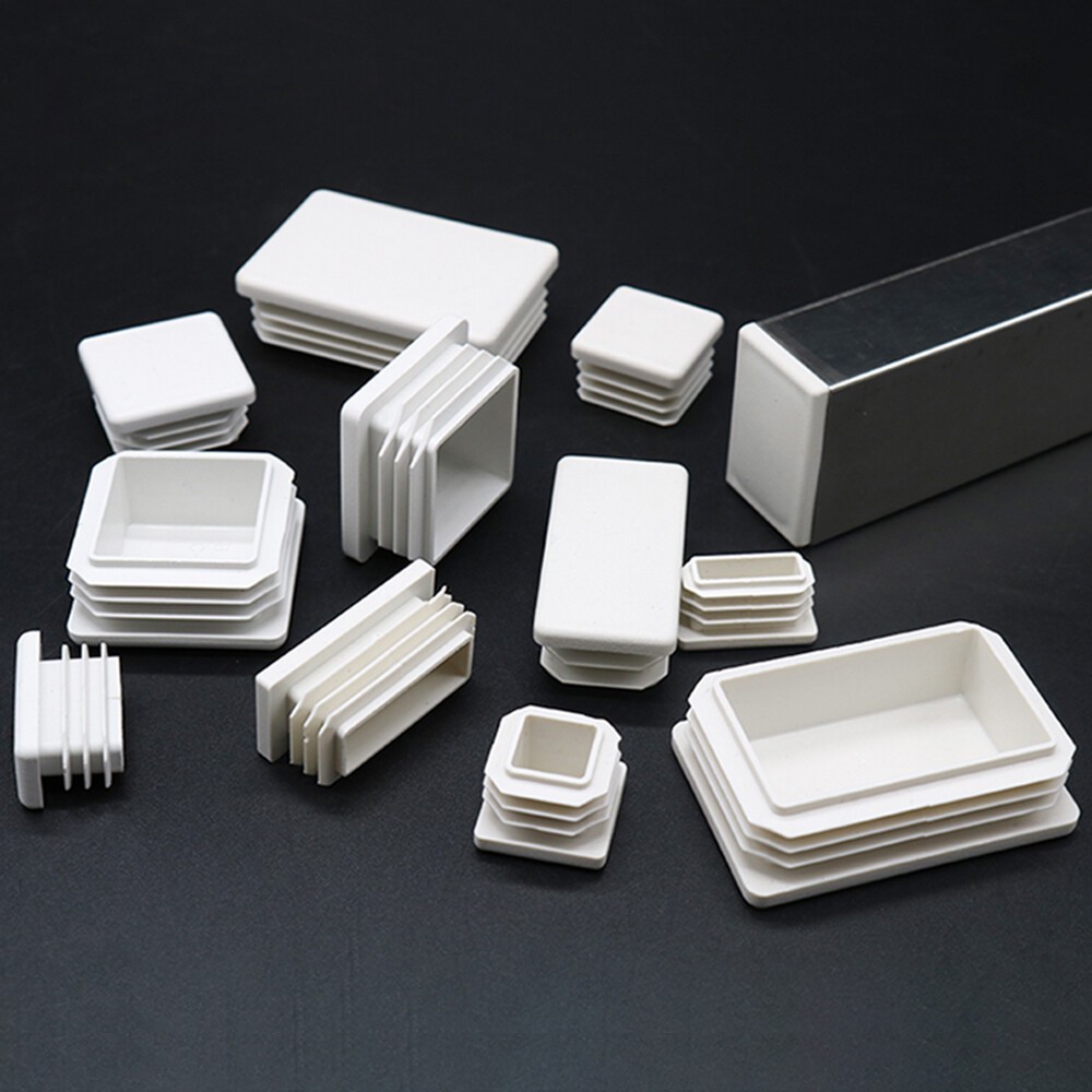 Rectangle,Square Plastic Blanking End Cap Pipe Tube Insert Plug Bung White,Black