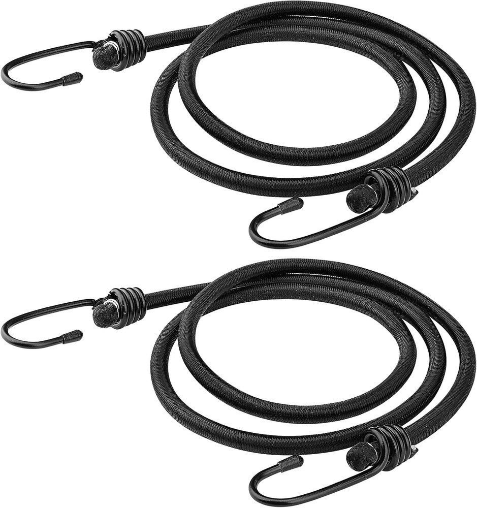 48 inch Black Bungee Cords with Hooks, 2 Pack