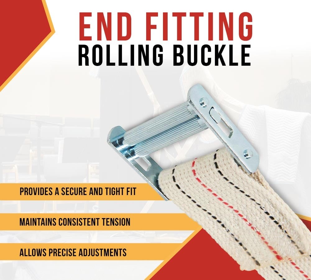 2" x 17' Piano Strap with Roller Buckle, Web Strap (4 Pack)