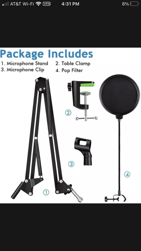 Recording Studio Professional Microphone Stand & Pop Filter Set