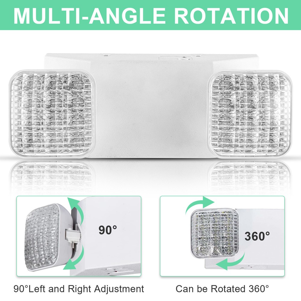 6 pack LED Emergency Lights , Exit Sign Light Adjustable Dual Head Battery Back