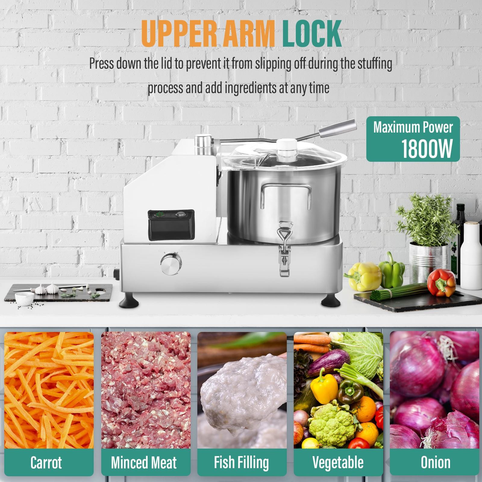 1800W Commercial Food Processor Stainless Steel Electric Vegetable Meat Chopper