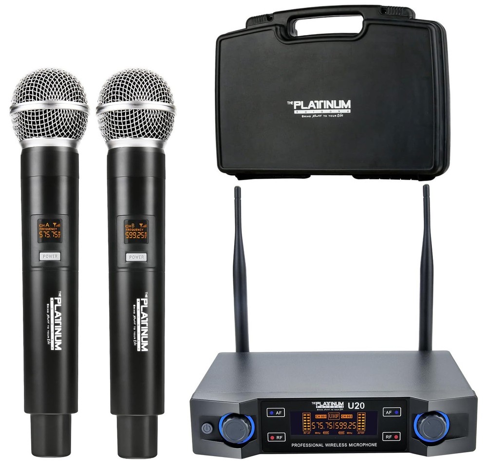 The Platinum UHF Wireless Microphone System, 200FT UHF Range Metal Profession...