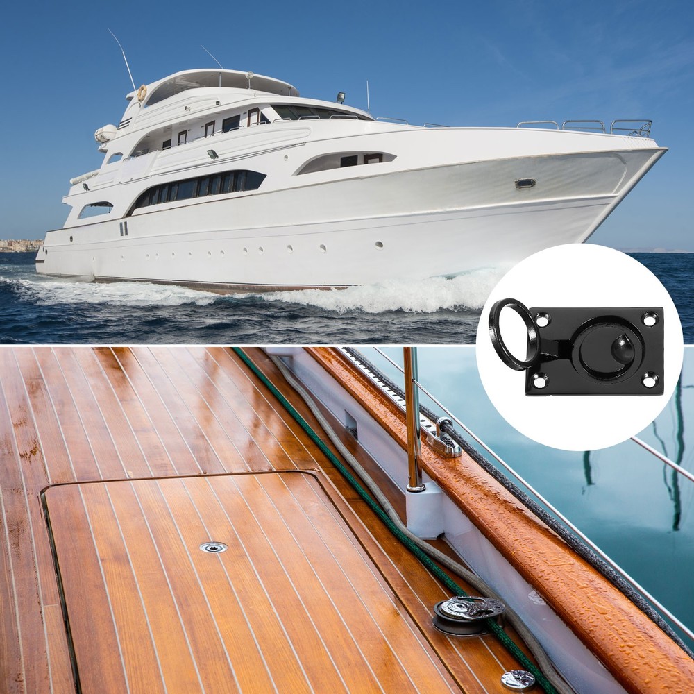 2Pcs Flush Ring Pull 2.48"x1.73" Square Recessed Door Pull with Screws Black