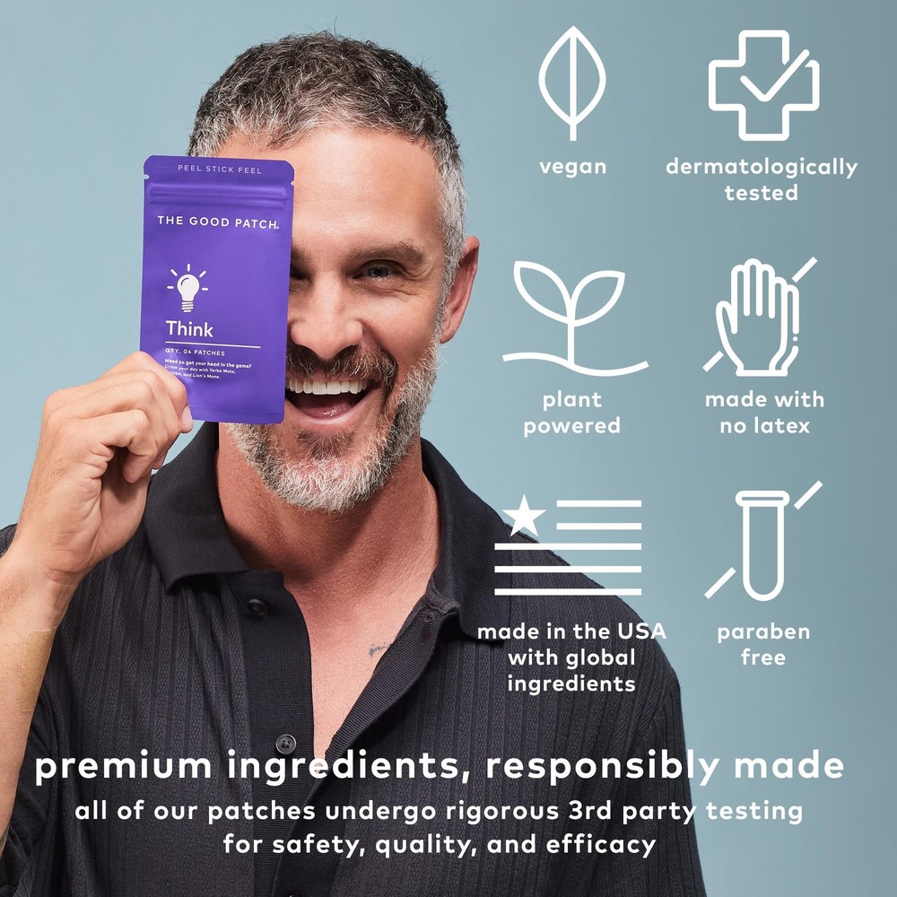 The Good Patch Think Patch Caffeine Yerba Mate Bacopa Lion's Mane 16 Patches