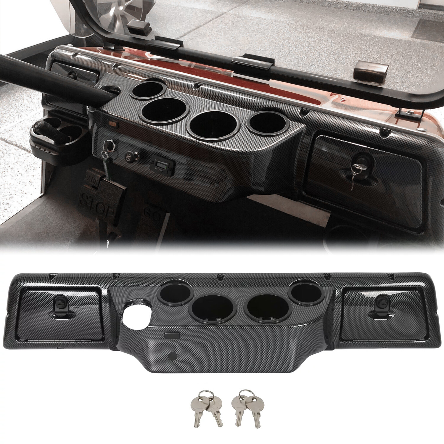 For 1982-Up Club Car DS Golf Cart Dash DashBoard Cover Cup Holders Glove Boxes