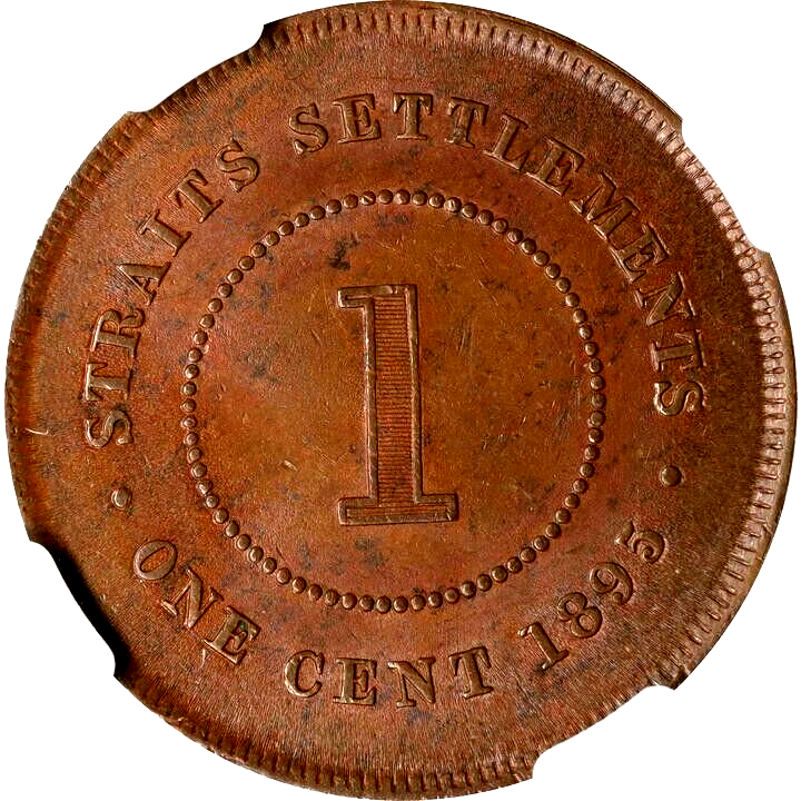 1895 Straits Settlements 1 Cent, NGC MS 63, Malaysia