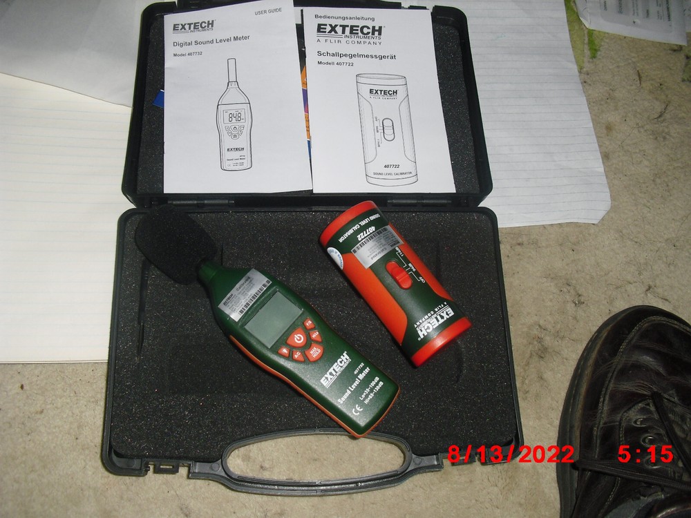 Extech 407732-KIT Low/High Range Sound Level Meter Kit, clean, complete