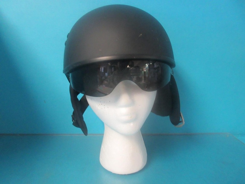 GMAX 65S FMVSS 218 FLAT BLACK HALF HELMET DROP VISOR DOT CERTIFIED MEDIUM 57-58