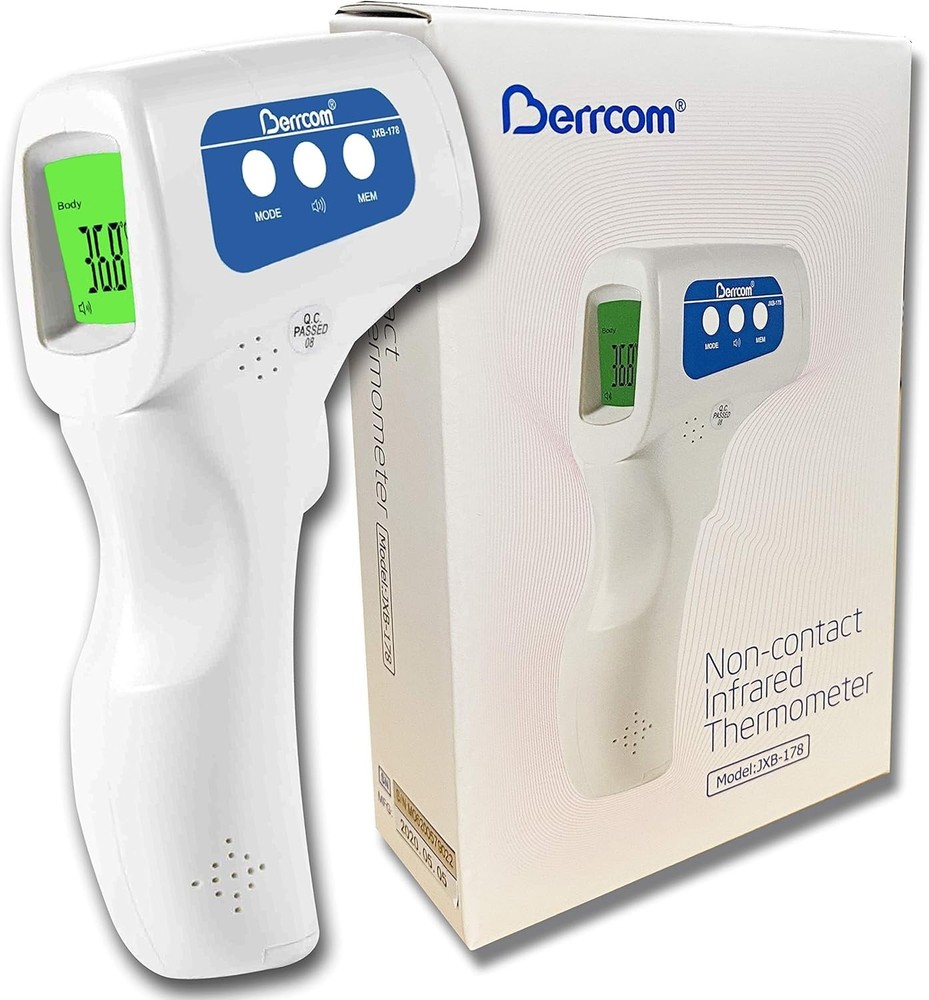 Digital Infrared Forehead Thermometer - Memory Recall Function, Compact and Red