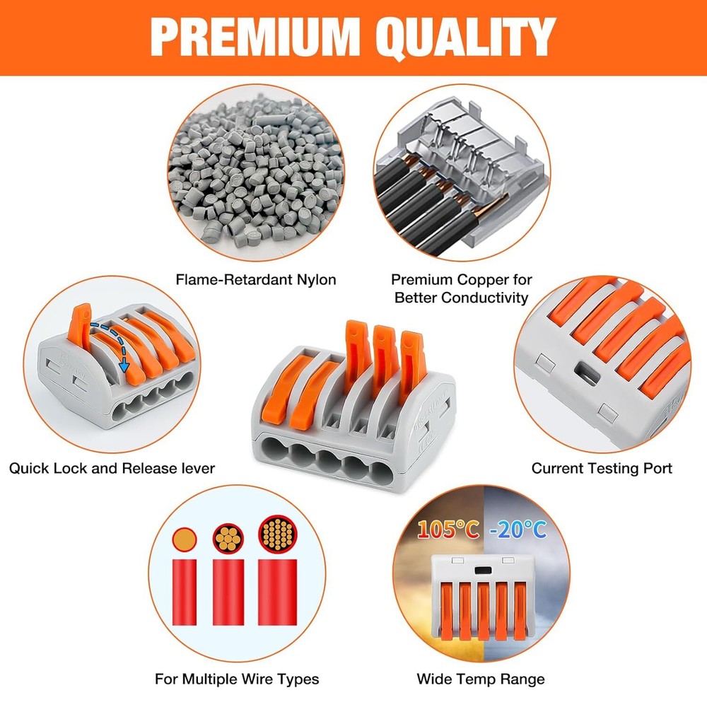 Nilight 115Pcs Lever Wire Connectors Kit 28-12AWG Inline Electrical Terminal