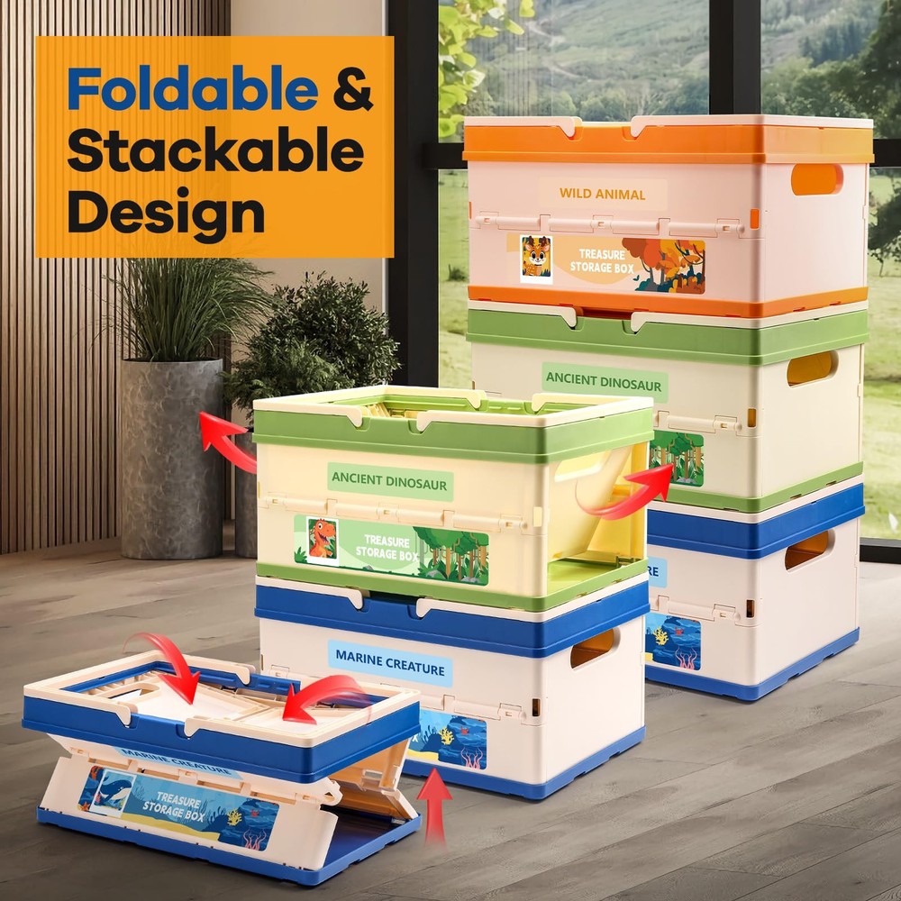 3 Pack Storage ,Organizers and Storage with Lid, with Handle,Stackable Storag...