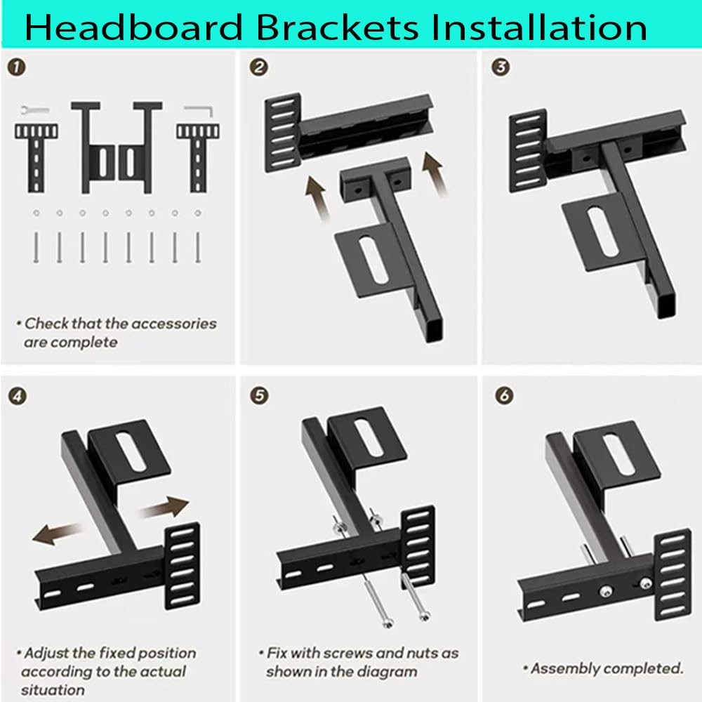 Adjustable Headboard Brackets for Metal Bed Frame Universal Brackets for Head...