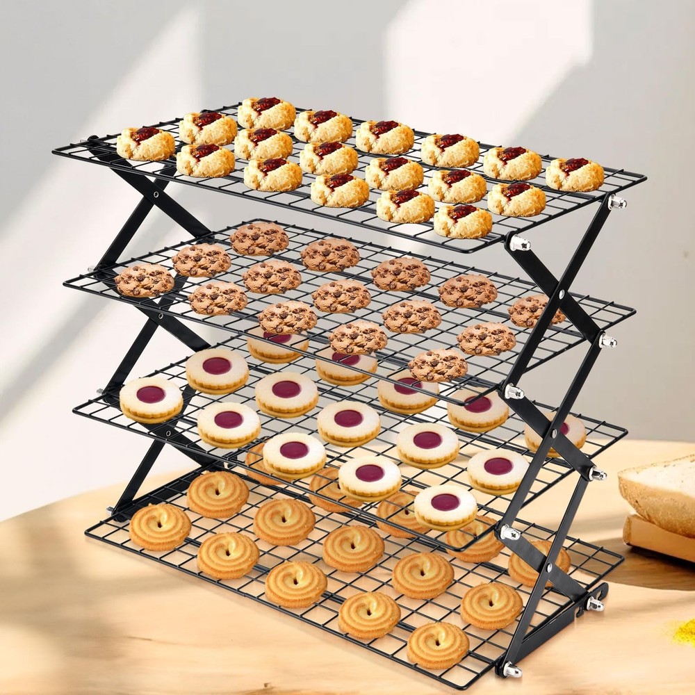 2/3/4-Tier collapsible cooling rack for baking,Folding Cooling Grid,Adjustabl...