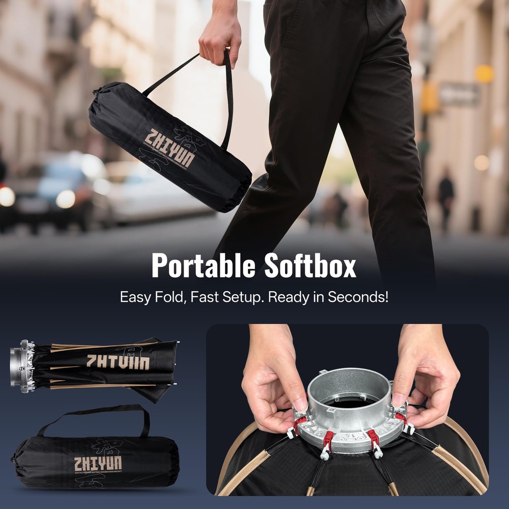 CINPEER 60D Bowens Mount Octagonal Softbox Quick Release with Honeycomb Grid ...