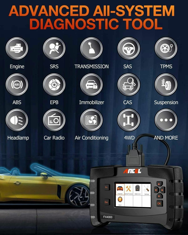 Ancel FX4000 OBD2 Full System Auto Diagnostic Tool Code Reader EPB ABS Scanner