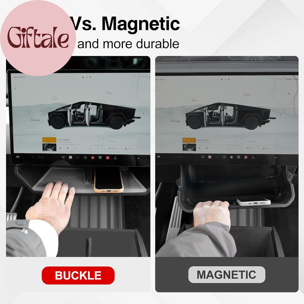 Under Screen Storage Box with Anti-Slip Silicone Lining Compatible with Tesla Cy