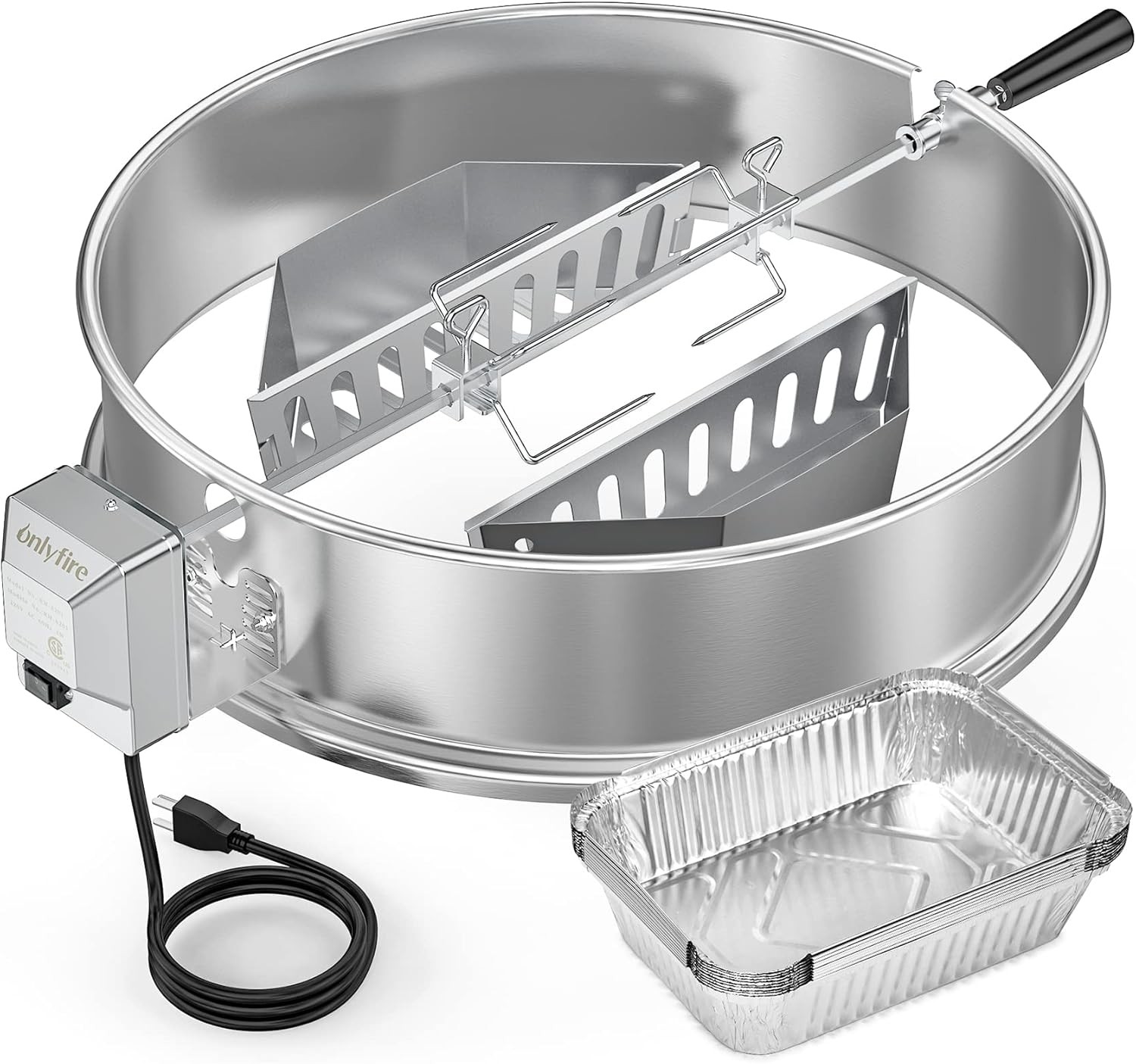 Stainless Steel Rotisserie Ring Kit for Weber 22-inch Kettle Charcoal Grills