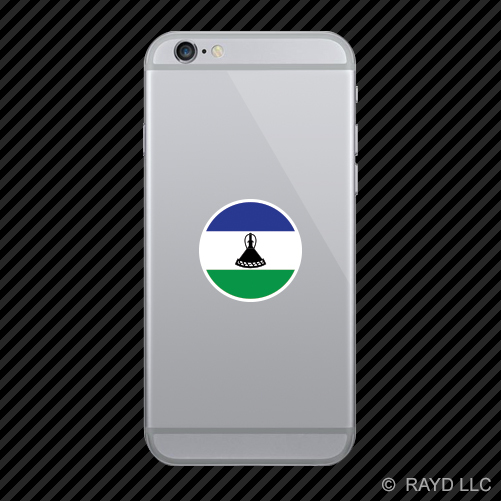 Round Lesotho Flag Cell Phone Sticker Mobile LSO LS
