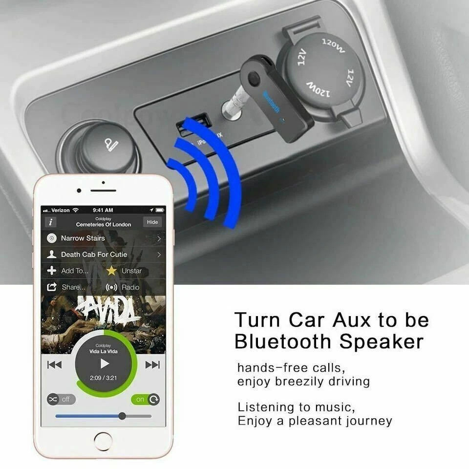 Wireless Bluetooth 3.5mm AUX Audio Stereo Music Home Car Receiver Adapter USA
