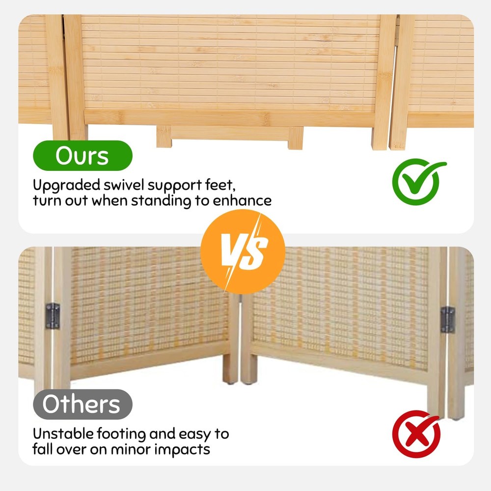 Bamboo Folding Room Divider Privacy Screen 4 Panel