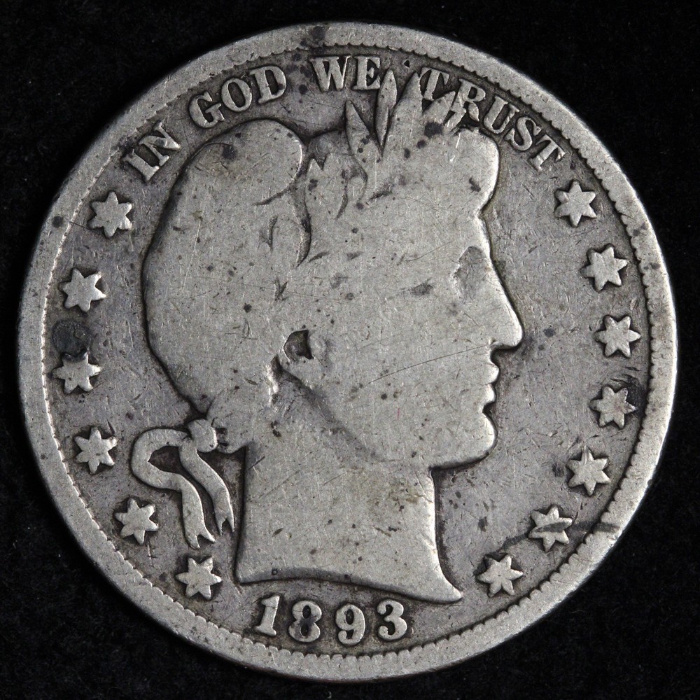 1893 Barber Silver Half Dollar VG E297 VIEW