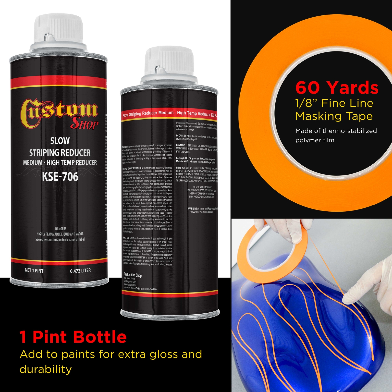 Pinstriping Color Box Kit 10 Colors, Reducer, Brushes & Mixing Equipment