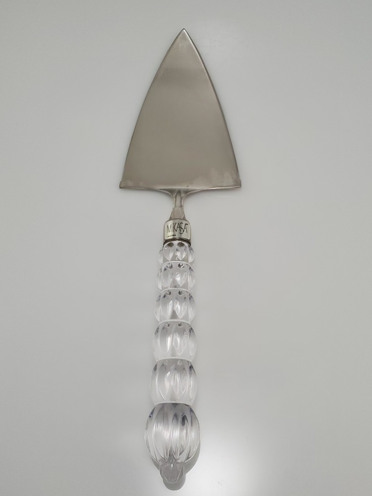 Mikasa Cake Pie Server Knife with Crystal Handle Silver Plated Rousseau Pattern