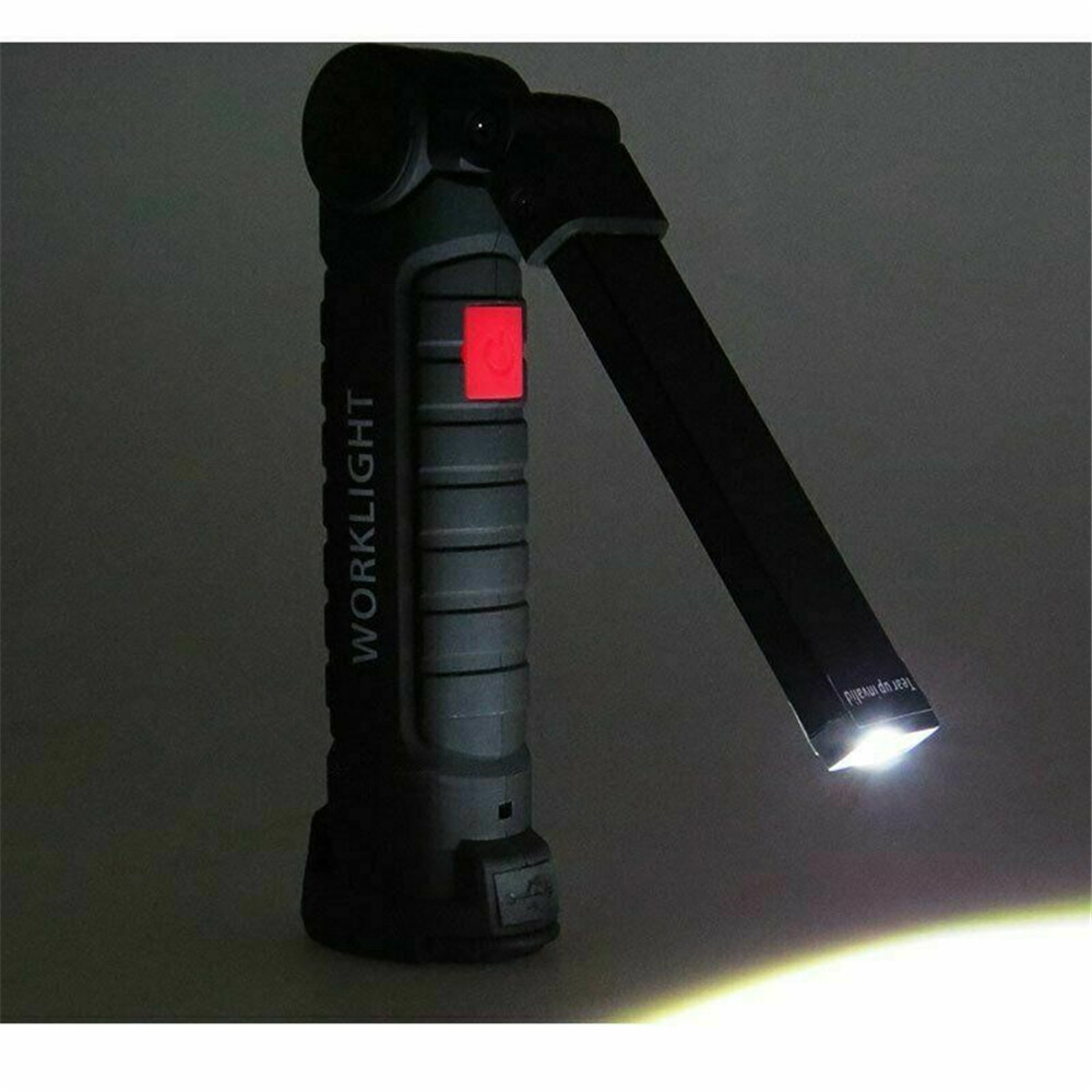 2PCS 5Mode LED COB Work Light Flashlight USB Rechargeable Foldable Magnetic Base