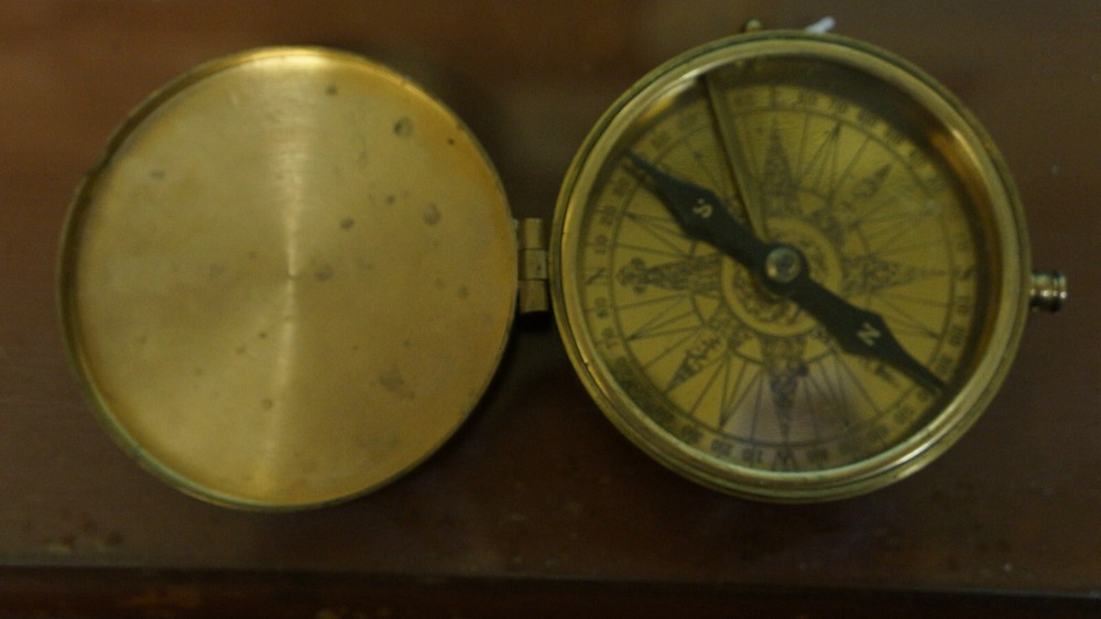 Old Brass Compass Direction Finder
