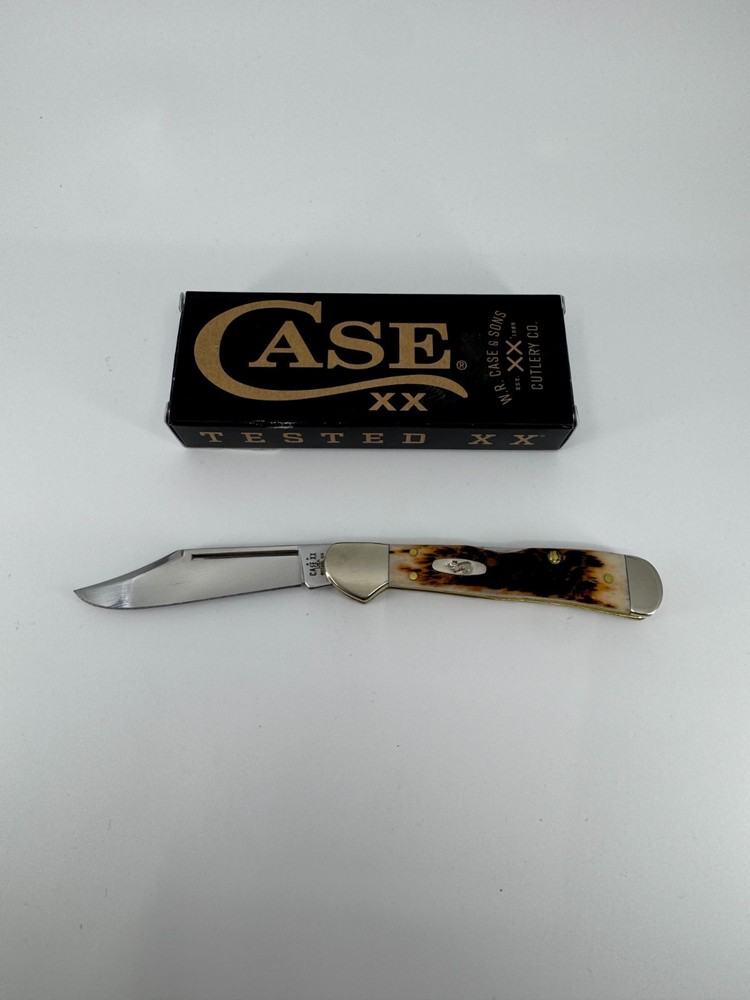 Case 00133 Folding Mini CopperLock Pocket Knife Amber Bone