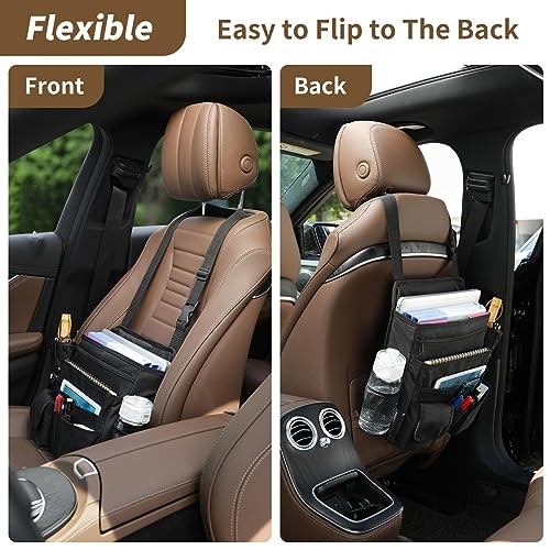 Car Front Seat Organizer for Paperwork File Laptop Mobile Office, Multi