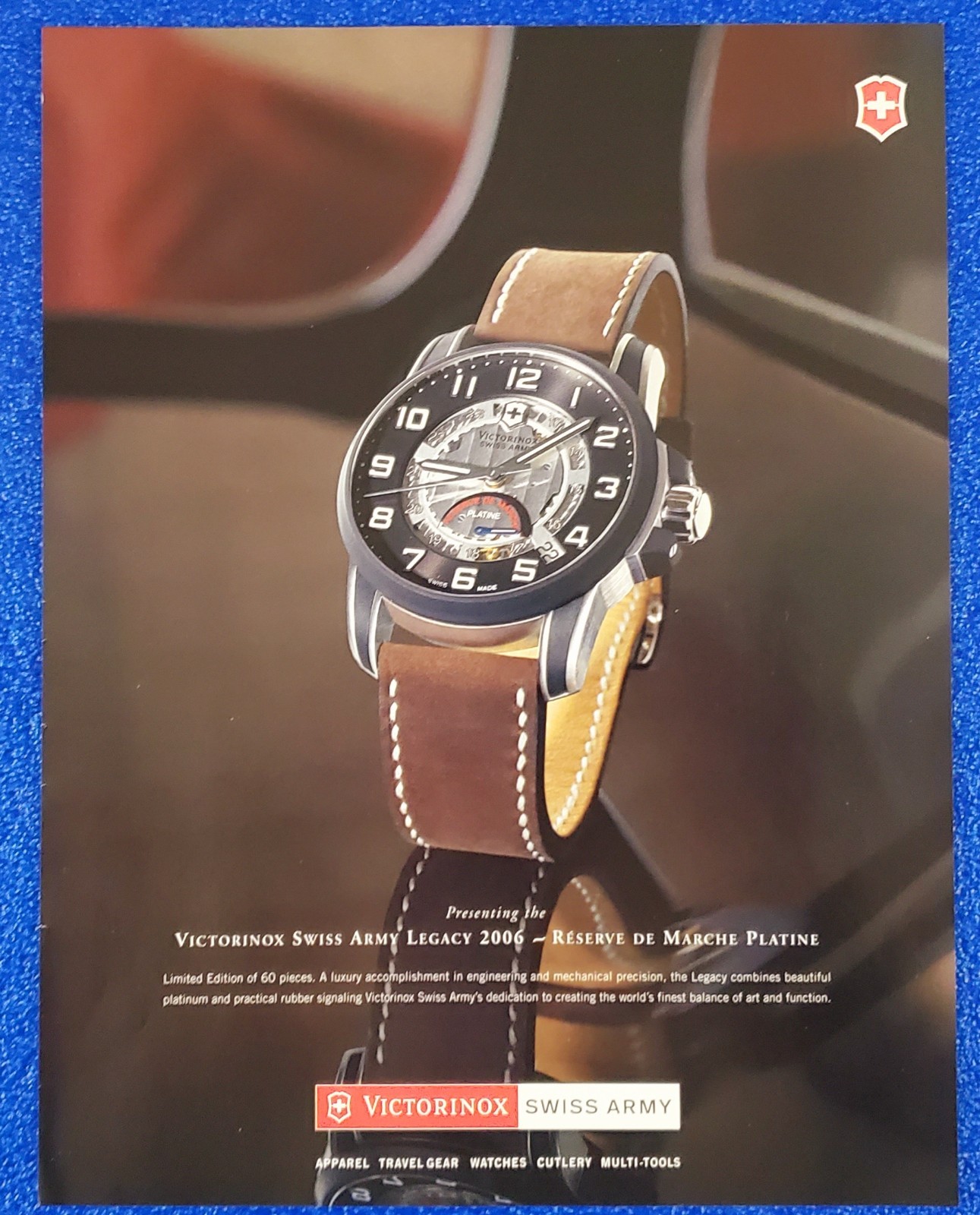 2006 VICTORINOX SWISS ARMY LEGACY MEN'S FASHION / STYLE ICON WRISTWATCH PRINT AD
