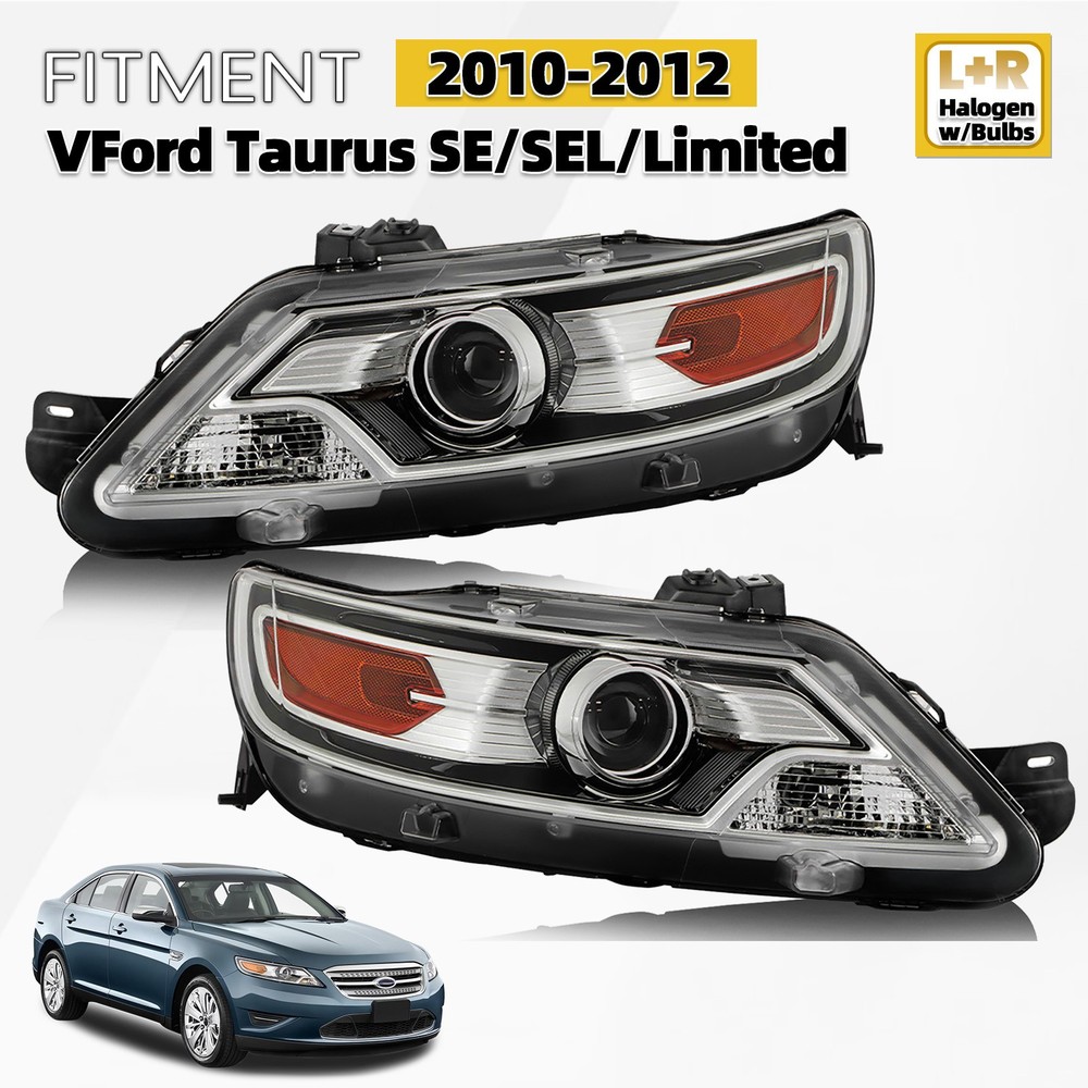 For 2010-2012 Ford Taurus SE/SEL/Limited Halogen Projector Headlight Left+Right