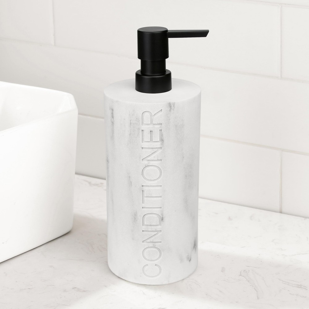 Conditioner Dispenser Luxurious Refillable Pump Bottle with Embossed Text, Du...