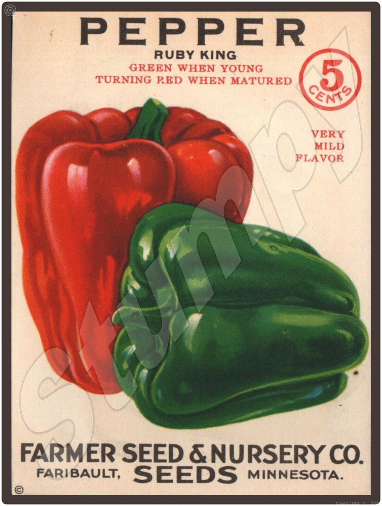 Pepper Ruby King seeds Metal Sign 9" x 12"