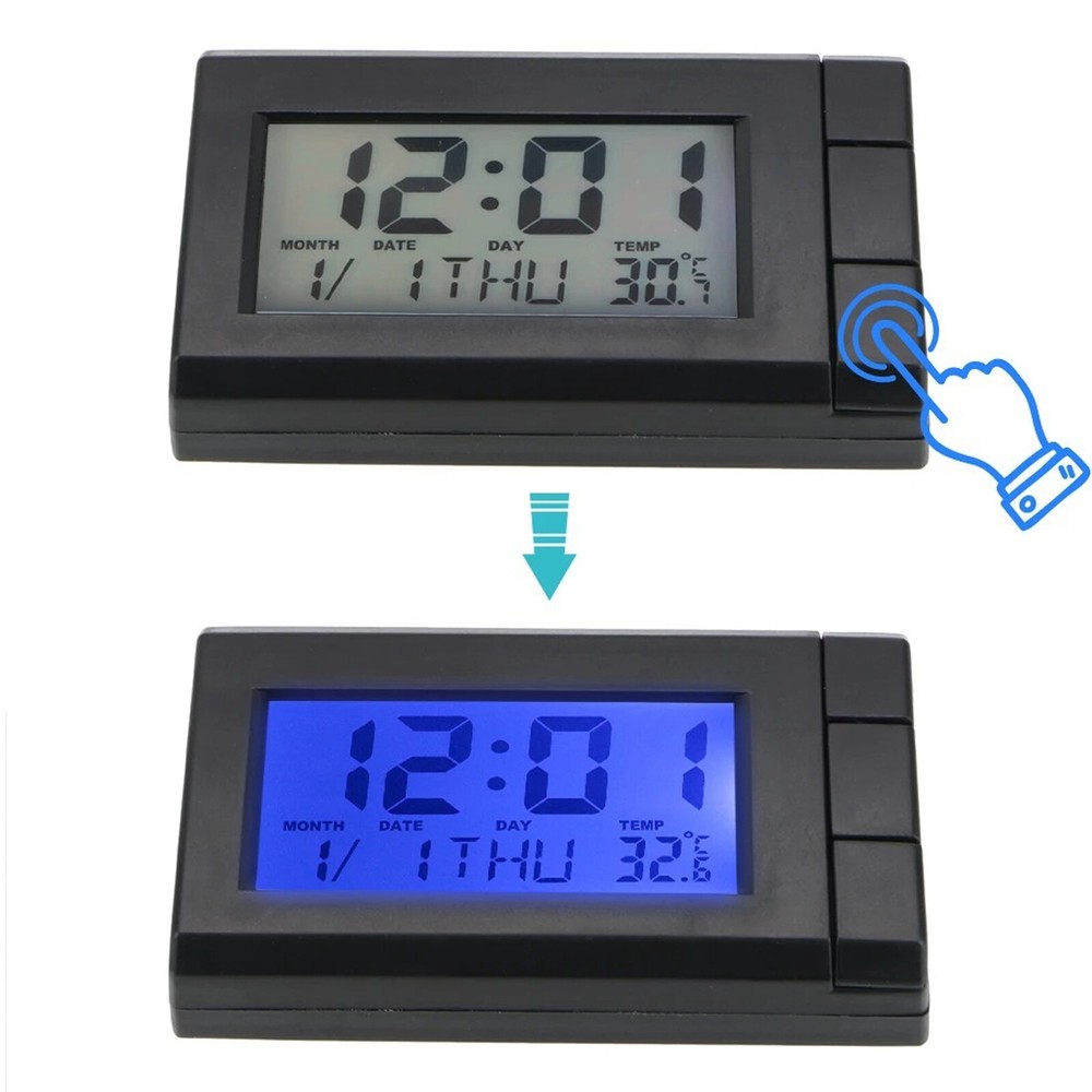 2× Mini Digital LCD Table Auto Car Dashboard Desk Date Time Small Clock