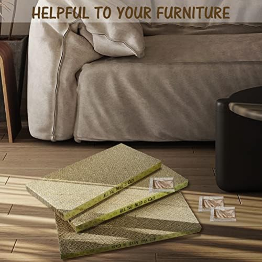 Cardboard Cat Scratcher Pads Cat Scratching Board Dual Side Reusable 3 Pack