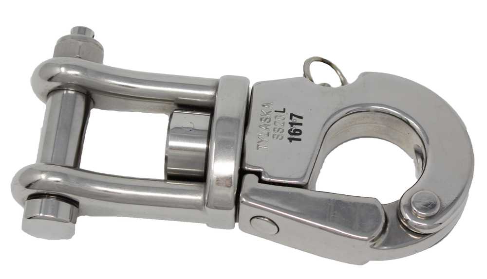 Tylaska SS20L Stainless Lifting Hook, clevis bail, 2000 kg rated load